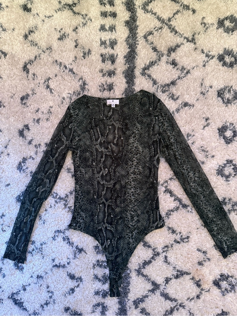 Socialite Black and Dark Green Snake Print Bodysuit